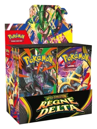 Display de 36 boosters Pokémon Règne Delta (ME06) en français, Méga-Rayquaza sur le fronton